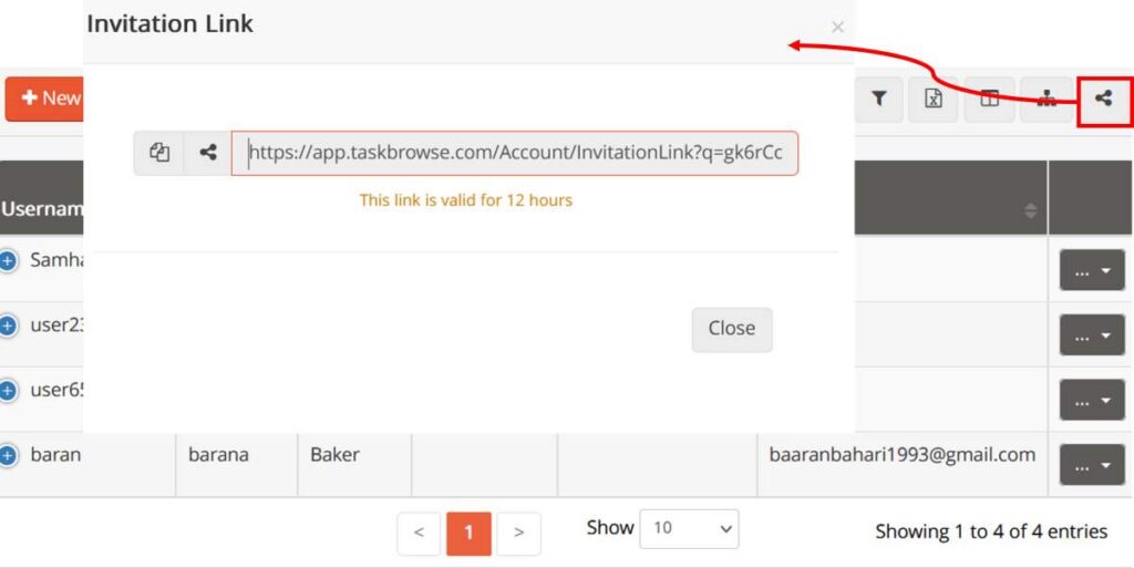 Creating an Invitation Link for New User Registration