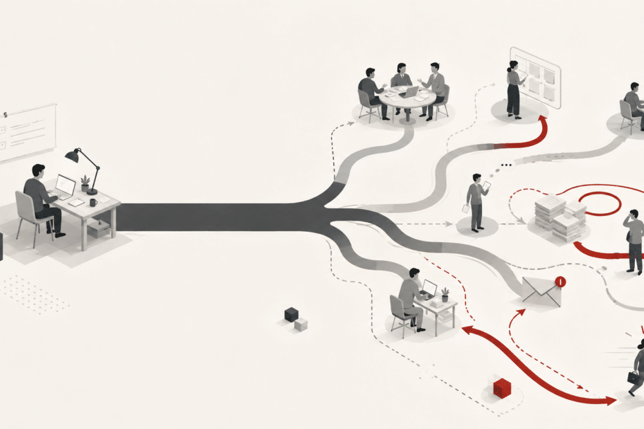 Organizational time management showing planned work diverted by meetings, rework, follow-up and interruptions